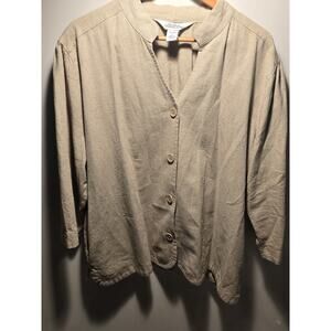 The Vermont Country Store Shirt/Jacket Button-Up Linen/Cotton, 2X Beige shacket